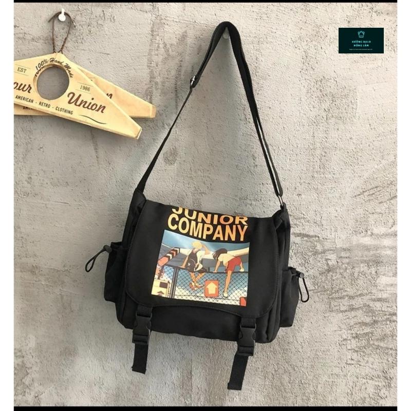 Túi đeo chéo nam nữ in hình hoạt hình anime vải canvas phong cách hàn quốc đi học đi chơi du lịch đựng sách vở
