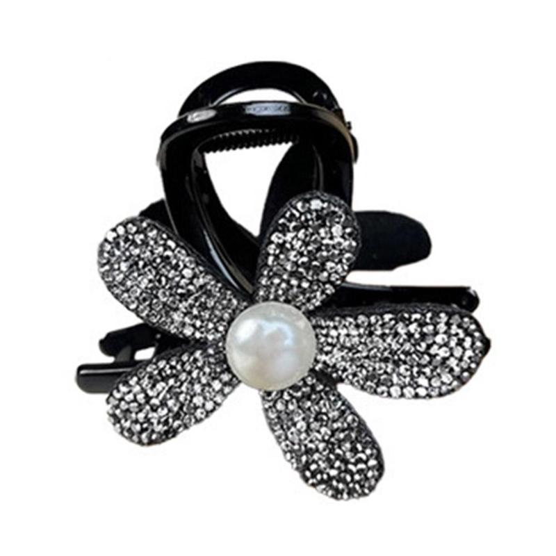Product Introduction of Light Luxury Simple And Elegant Sparkling Flower Clip Female Bun Hair Clip Back Of Head Hair Clip Bright Flash Flower Shark Clip Versatile Exquisite Headdress 11
