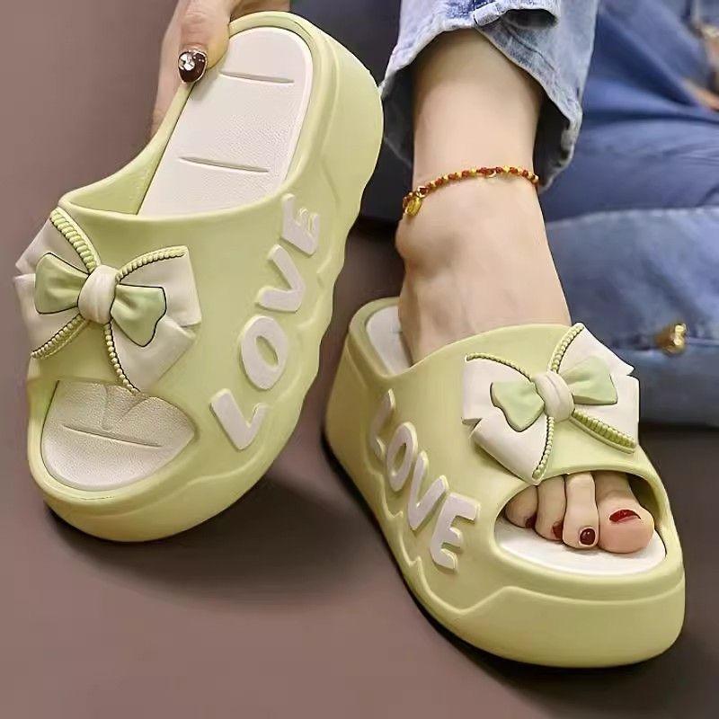 Dép Đế Bánh Mì, Giày Nữ Mùa Hè, Cao Gót, Nội Thất Gia Đình, Thời Trang, Thắt Nơ, Dép Đi Trong Nhà Tắm, Tăng Chiều Cao, Không Trơn Trượt, Có Thể Đeo Ngoài Trời, Tỷ Lệ Mua Lại 53%, Năm 2025 4