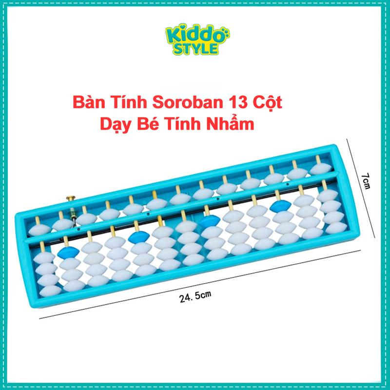 Bàn Tính Soroban Chuẩn Cho Bé Có Nút Bấm - Loại 13 Cột - Nhiều Màu Sắc - Kích Thước 25x7.2x2cm đồ chơi đếm