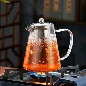 Teko Kaca Teh Pitcher dengan Saringan Infuser Tahan Panas Api