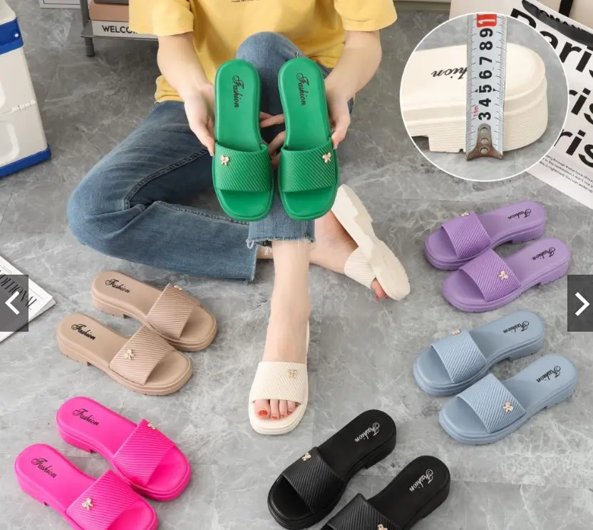 [HCM] Dép Thời Trang Nữ Fashion Đính Nơ Nhỏ Đế Cao 4cm