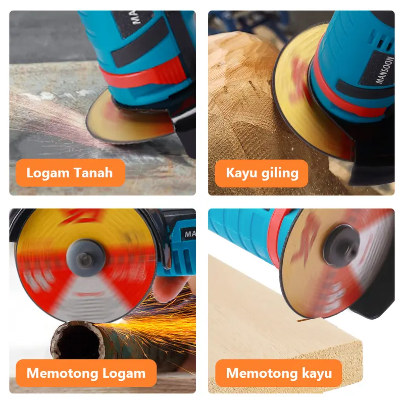 MANSOON Gerinda Sudut Mini 3'' Mesin Gerinda Tangan Alat Pemotong Alat Listrik Penggiling Sudut Nirkabel Angle Grinder 1