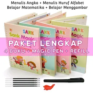 Paket Buku Sank Magic dengan Tinta Hilang dan Pen Ajaib Gratis - Belajar Matematika, Seni Gambar, dan Bahasa Inggris - Stationery
