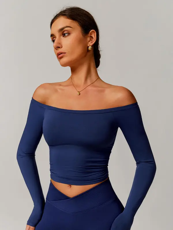 Women's Solid Color Sports Tee, Tight Fit Casual Active Long Sleeve Top for Yoga Gym Workout, Ladies Active Exercise Sportswear Fitness for All Seasons 3