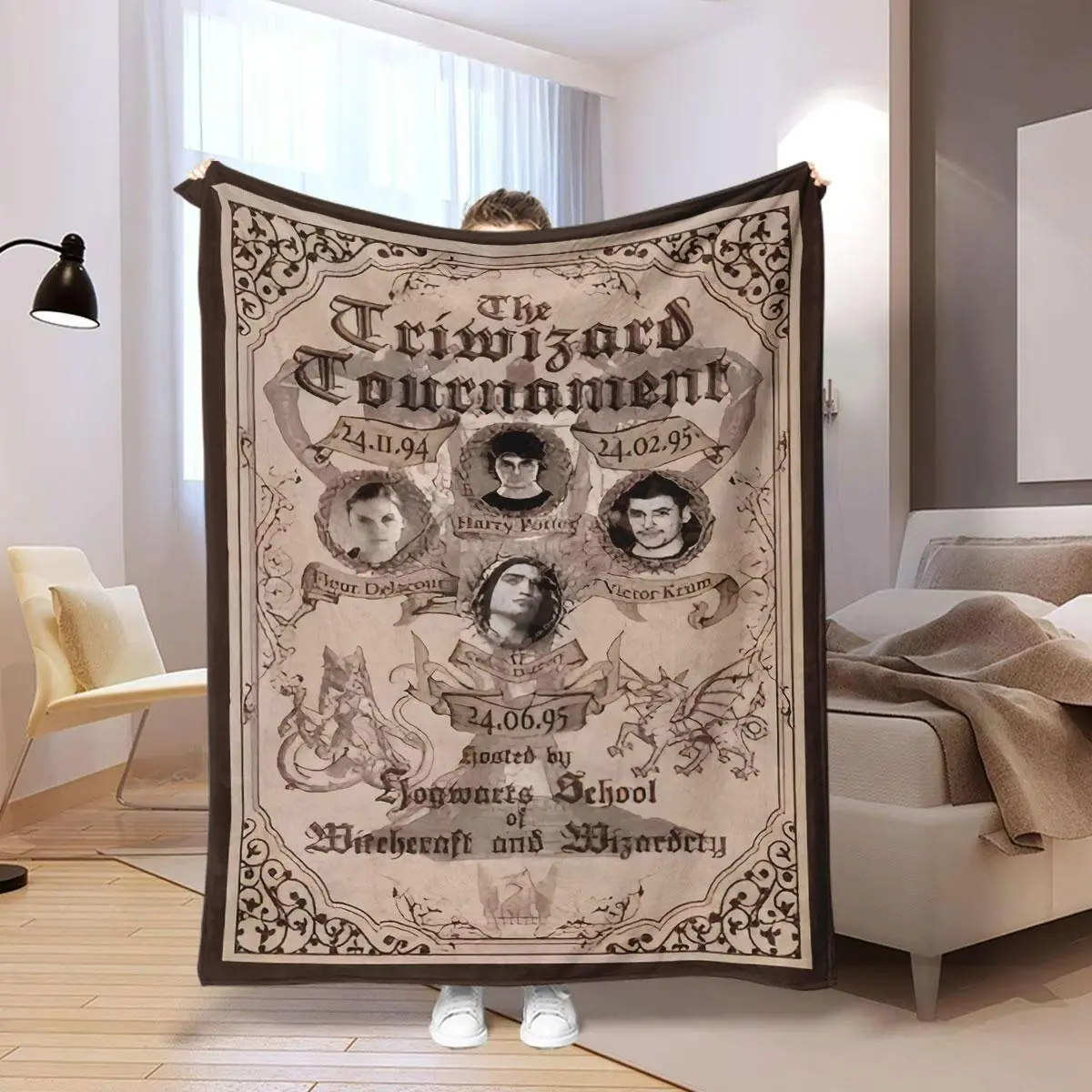 Harry Potter Themed Blanket, Vintage Style Blanket, Warm Nap Throw Blanket for Home Office Travel, Gift for Harry Potter Fans