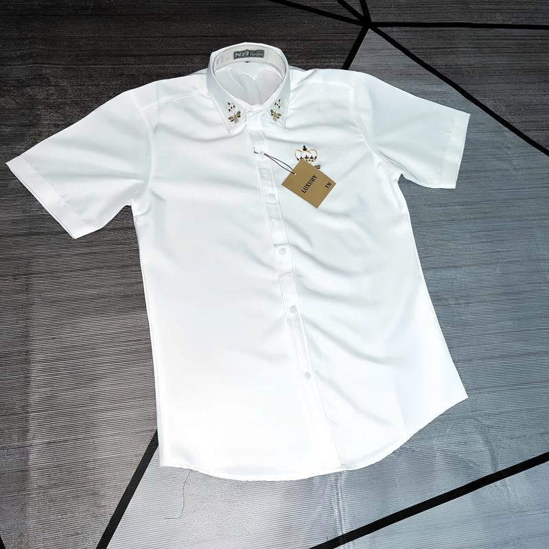 Áo sơ mi nam tay ngắn thêu họa tiết viền cổ form chuẩn chất vải lạu dày dặn mẫu mới nhất Hót Trend Menswear Jean