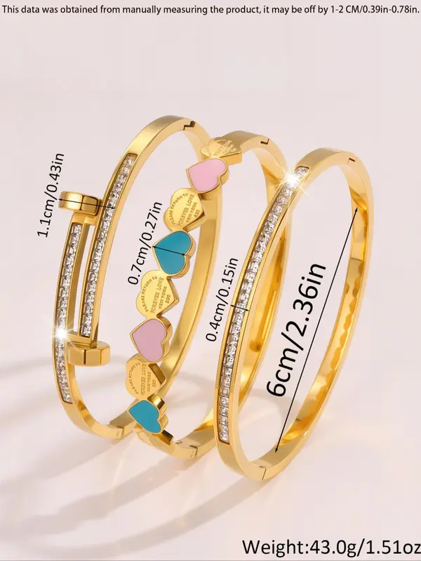 Elegant and Fashionable Classic Bracelet Combination, Stainless Steel Fashionable Niche Design, Suitable for Daily Wear and Gift Giving 1