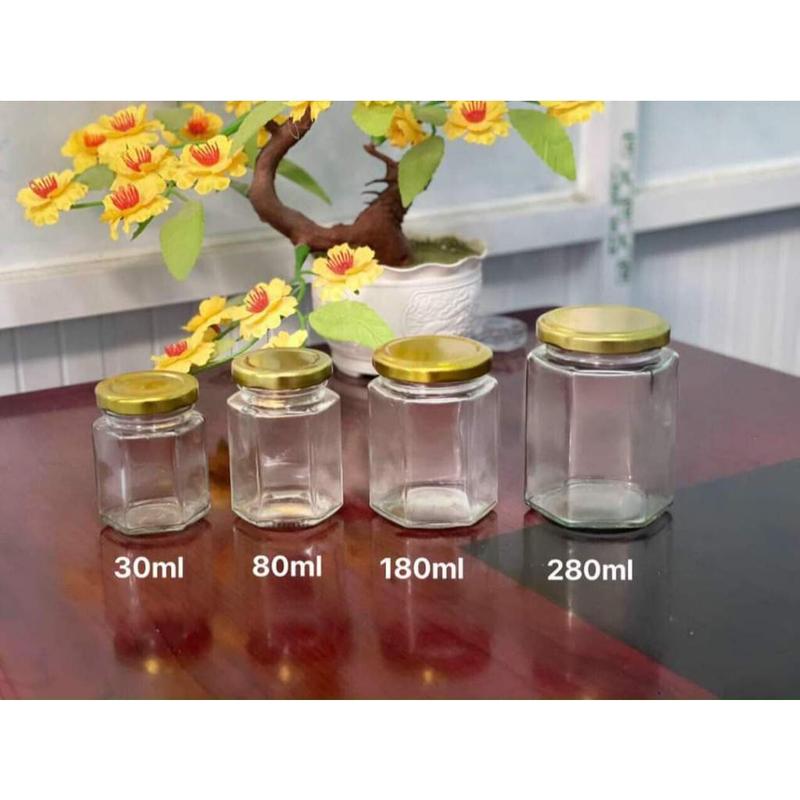 [GIÁ RẺ] HŨ THUỶ TINH LỤC GIÁC 30ML/80ML/100ML/180ML/280ML/380ML/500ML - CHƯNG YẾN, LÀM SỮA CHUA, ĐỰNG GIA VỊ Đựng Đồ Ăn Đựng Thực Phẩm