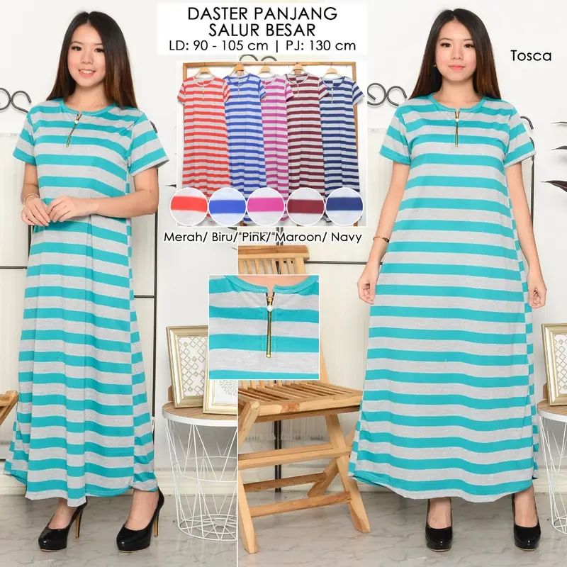 westylis Daster Sleting Busui / Daster Panjang / Daster Gamis Salur Besar ( Real Pick ) Matt Spandek 0