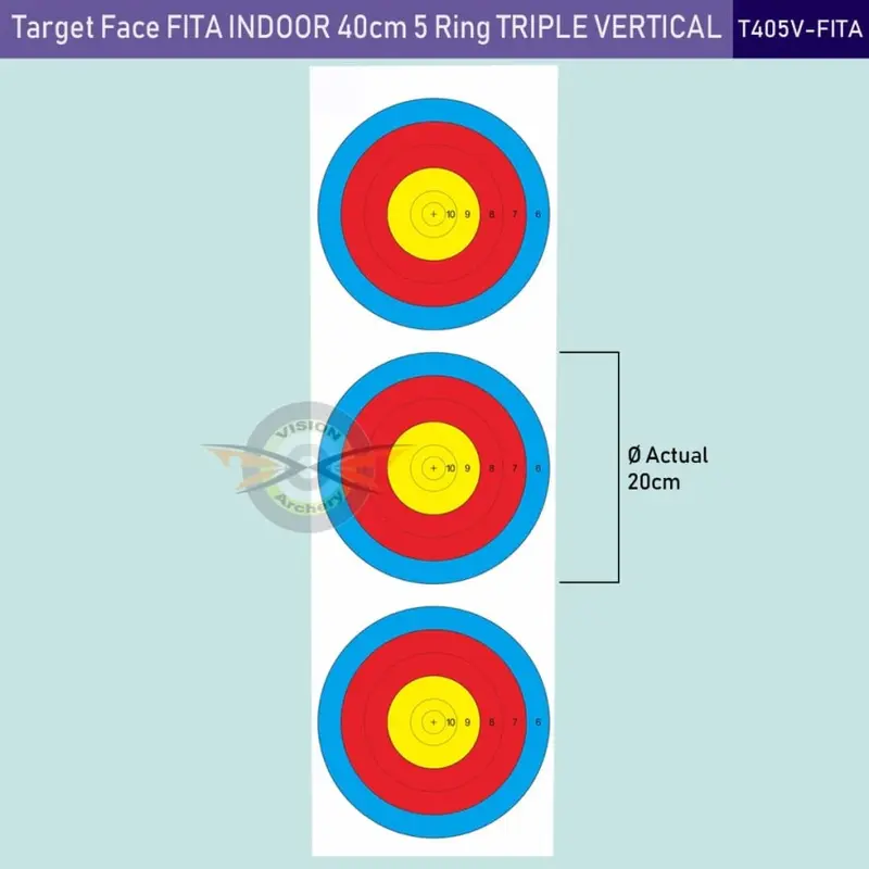 FACE TARGET FITA INDOOR TRIPLE VERTICAL 40cm 5 RING TURNAMEN - Shop ...