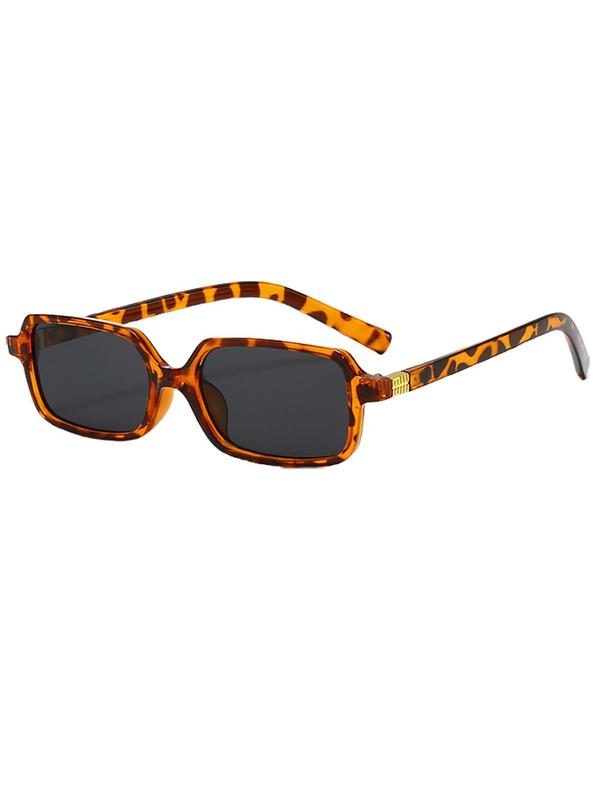 Unisex Simple Style Plain Color Sunglasses, Trendy Casual Rectangle Frame Sunglasses for Everyday Use, Fashion Accessories for Outdoor Activities 2