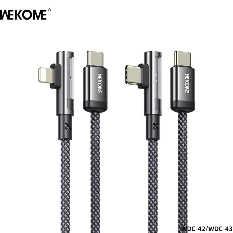 Cáp Sạc 35_65W Siêu Nhanh Đầu Cắm 90 Độ Trong suốt lạ mắt TYPE C ra iPhone và Samsung chân cắm mạ vàng đồng WDC 42_43 WEK0ME - Sạc Điện Thoại Usb Phụ Kiện Bộ Sạc Nhanh Kem