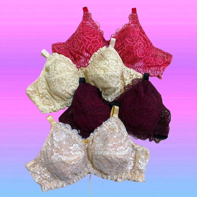 6 pcs bra full brukat bh bidadari tanpa busa pakaian dalam wanita grosir Tipis Motif bra bh Dewasa miniset jumbo 2
