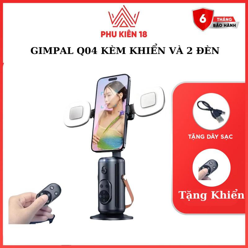   MUA 1 TẶNG 2  Gimbal Điện Thoại 360-Q04 Giá Đỡ Theo Dõi Khuôn Mặt Cho Quay Video Livestream Tiktok Tự Động Xoay 360o Selfie Phụ Kiện 
