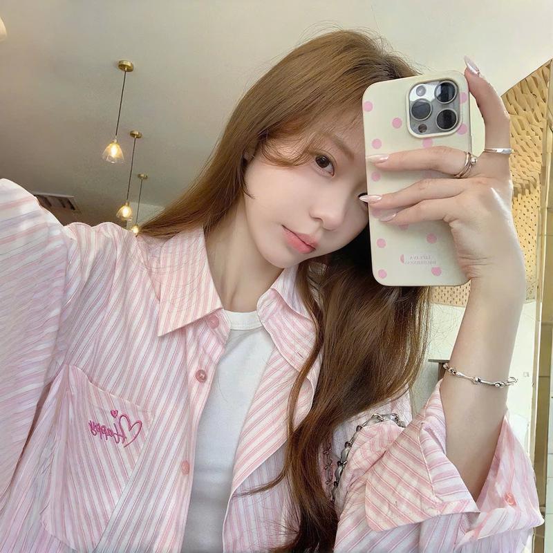 Áo sơ mi nữ form rộng 2N Unisex somi khoác ngoài thêu chữ Happy 2