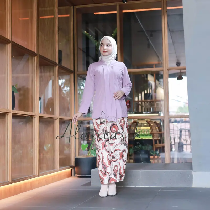 Kebaya Kartini Polos Lengan Panjang Katun Tangan Wanita Dress Dewasa 1