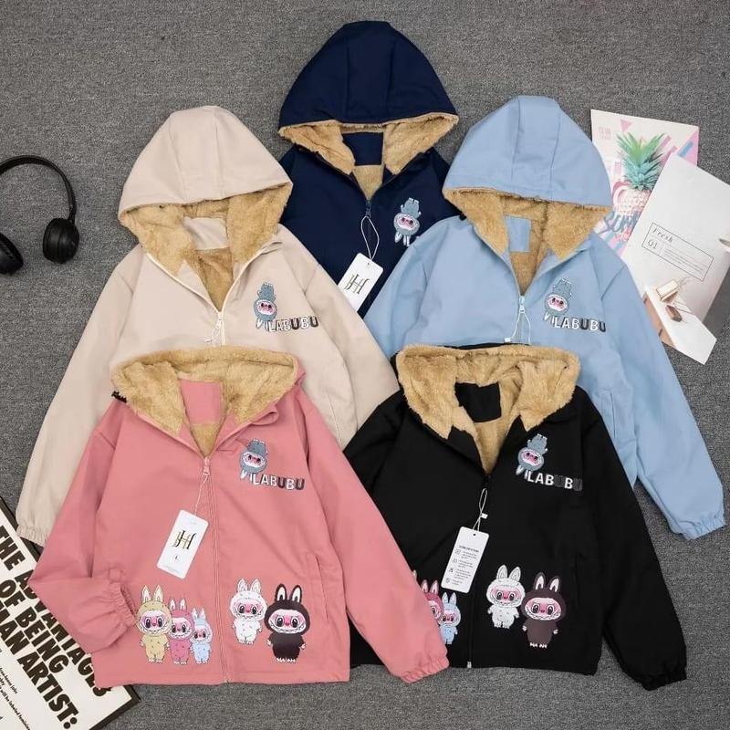 ￼Áo khoác gió Thỏ LALUBU cho bé trai, bé gái có mũ, LÓT LỤA, LÓT LÔNG siêu dày dặn cho mùa thu đông choàng áo