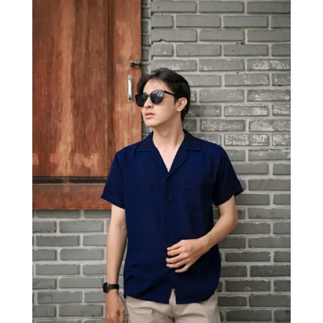 KEMEJA HAWAI POLOS UNISEX LENGAN PENDEK Cowok Fit Tangan Pria Panjang Casual Basic 4