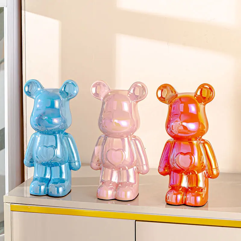 กระปุกออมสินหมี ขนาด 21 cm เซรามิค เคลือบสีเงา 12 สี
