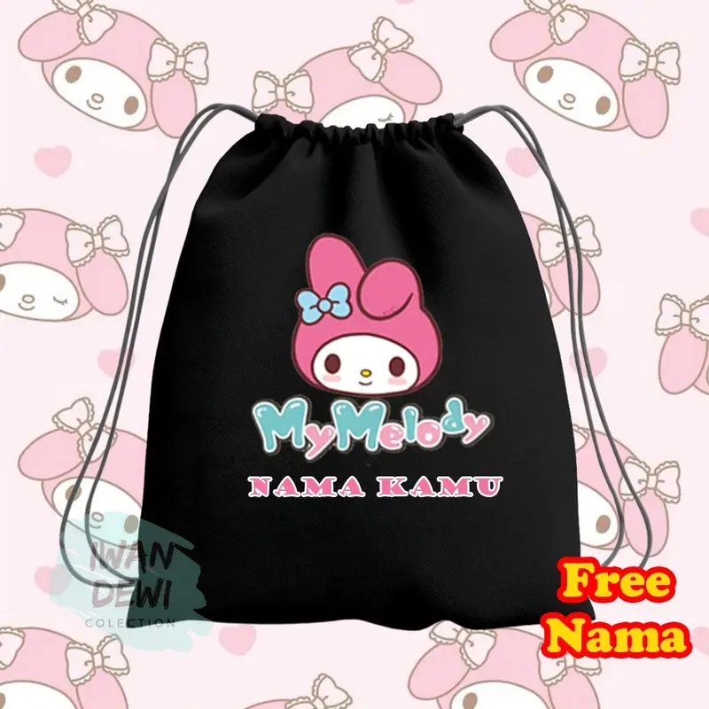 Tas Kantong Serut My melody Sanrio lucu Anak Perempuan - Ransel Anak cewek lucu Imut Purple r ansel 1