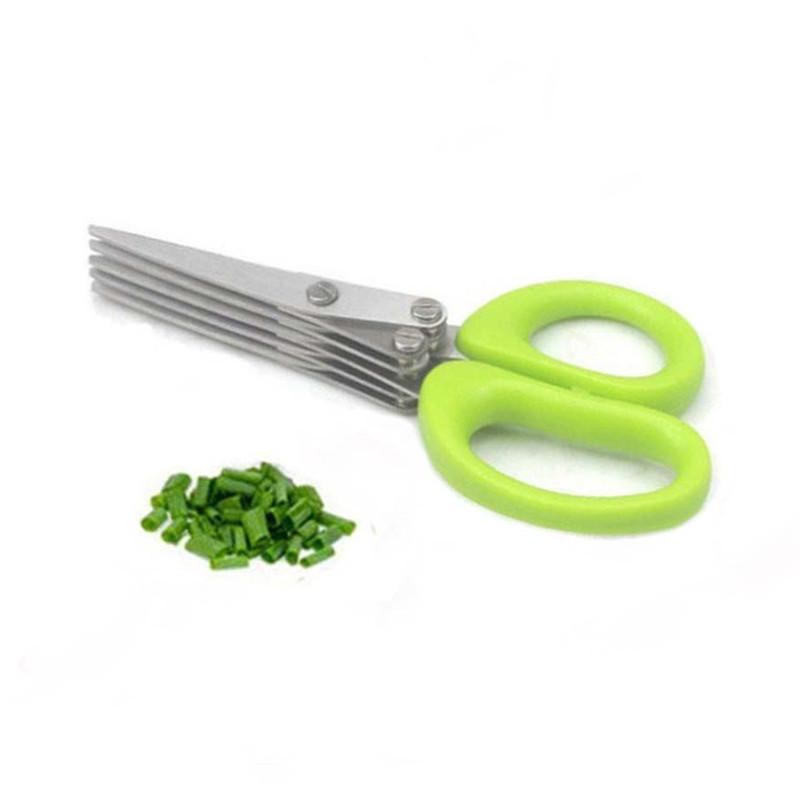 Product Introduction of Creative Stainless Steel Kitchen Scissors Five-Layer Green Onion Cutter Spice Laver Crushing Scissors Office Shredding Scissors Knife 5