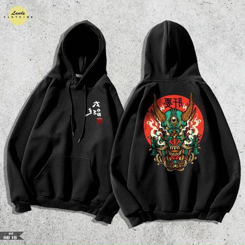 ÁO HOODIE UNSEX NAM NỮ mặt quỷ xanh mặt trời đỏ