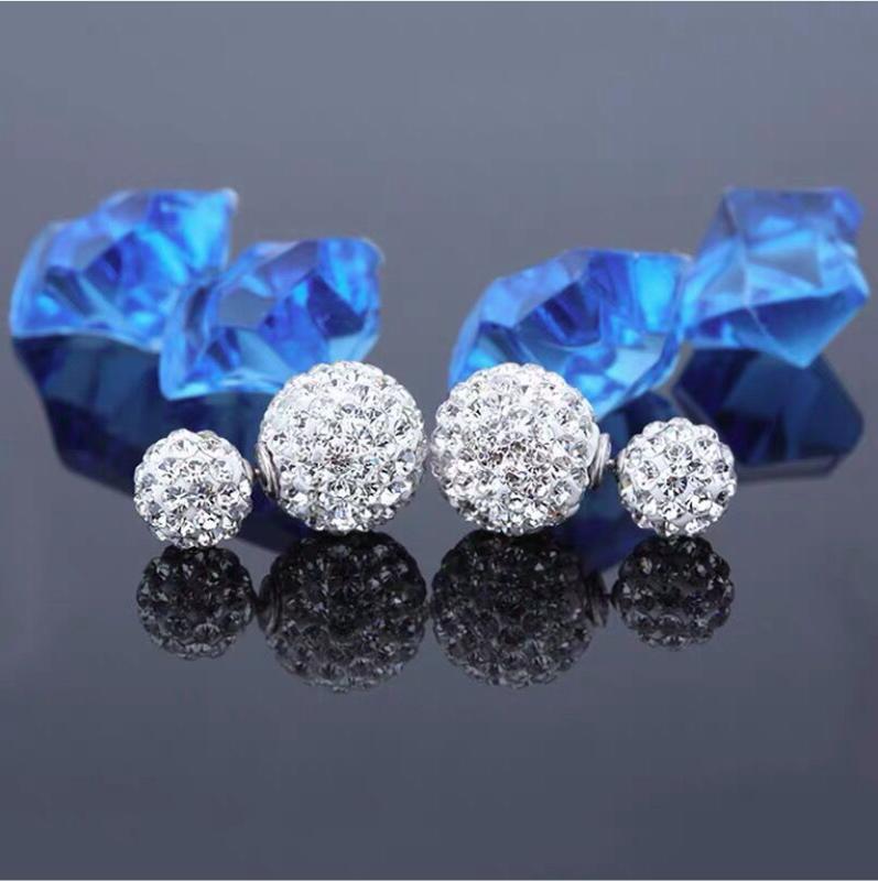 Bông tai nữ hoa tai hạt châu đôi đính đá phong cách hàn quốc cá tính 5