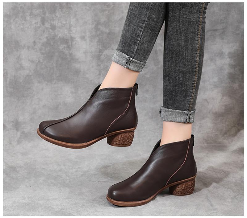 Product Introduction of Genuine Leather Winter Boots Women Chelsea Shoes Booties Woman Ankle Boots Platform Shoes Botines Mujer 7