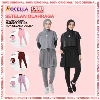 Rocella Setelan Olahraga Hijab setelan Gloria dan Rok Celana Delisa  Outfit Olahraga Rocella Rok Celana Olahraga Pakaian Olahraga Jogging Running Senam Lari Muslimah 0