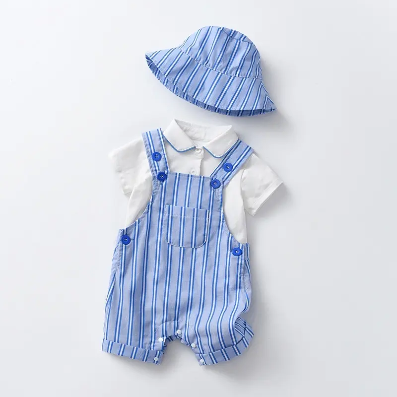 BABYSHWN - blue stripes formal set with hat | baju bayi premium