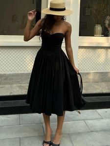 Summer Sicilian-Inspired Maxi Dress - Strapless Tube Italian Sundress, 3D Puff Voluminous Tiered Skirt, Beach Wedding Guest Gown, TikTok Viral Hot Girl Summer Vacation Bodycon Dress, Y2K Corset Waist Formal Beachwear for Women