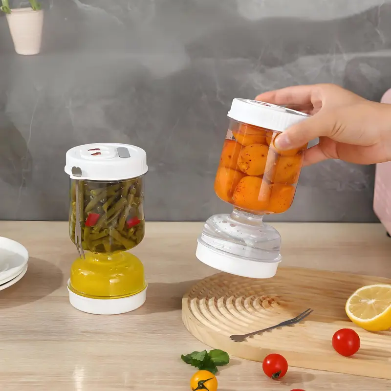 Reusable Food Storage Jar with Fork, 1 Count Durable Leak Proof Food Pickle Container, Kitchen Utensils & Gadgets for Home Dining Room Picnic 0
