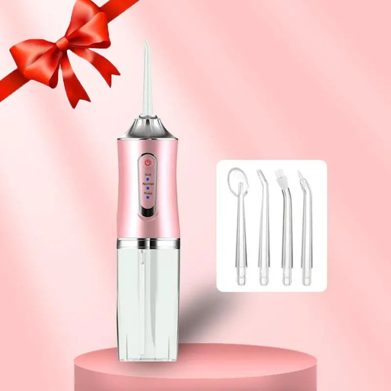 Teeth Cleaning Electric Water Flosser, Portable Rechargeable Oral Irrigator with 4pcs Multifunctional Nozzle for Home & Travel, Personal Oral Care Appliance, Valentine's Day Gift 0
