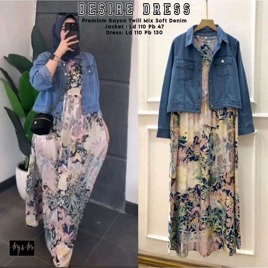 Flower/Tulip  setelan gamis kutung & jaket Wanita