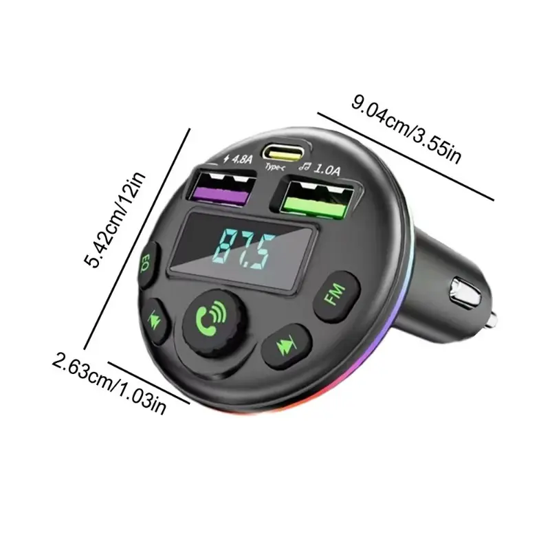 Bộ phát Bluetooth trên ô tô, Đa chức năng, Bluetooth 5.0 + Bộ phát FM + Sạc nhanh 3 trong 1, Bộ Chuyển Đổi bộ thu âm thanh, Tương thích với các thiết bị thông minh Phụ Kiện 6