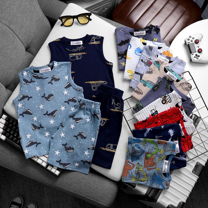 [13-38kg]Bộ quần áo bé trai size đại sát nách thun cotton 2 chiều VNXK xuất dư Jennie kids J563