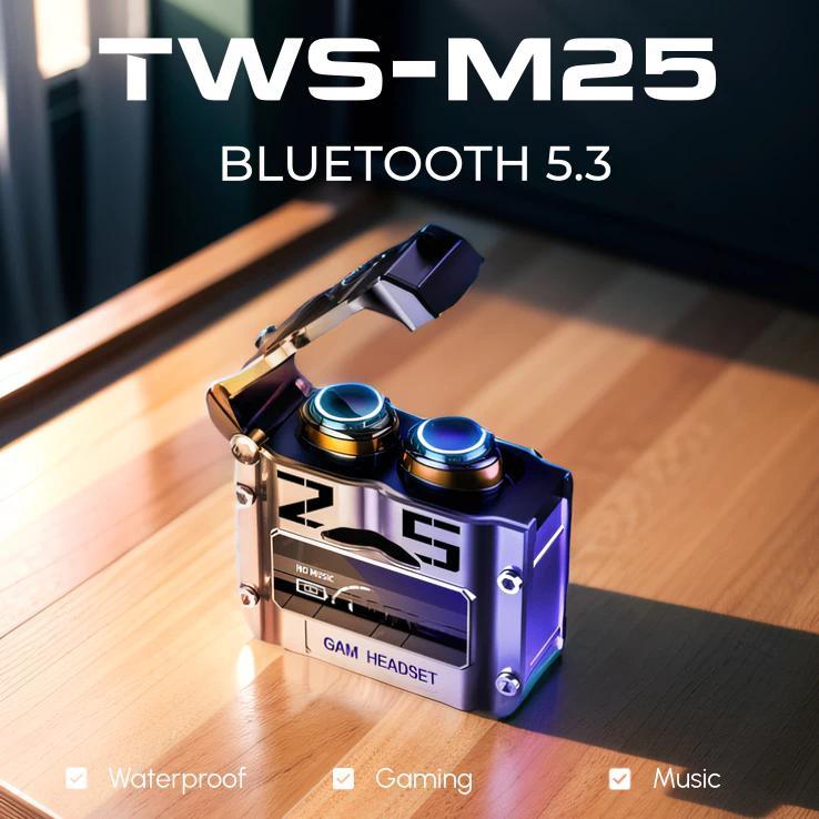 Product Introduction of 2024 TWS M25 Bluetooth Earphone 5.3 Waterproof Wireless Headphone 9D Stereo Sports Earbuds LED Microphoe Gaming Earphone Fireod 38