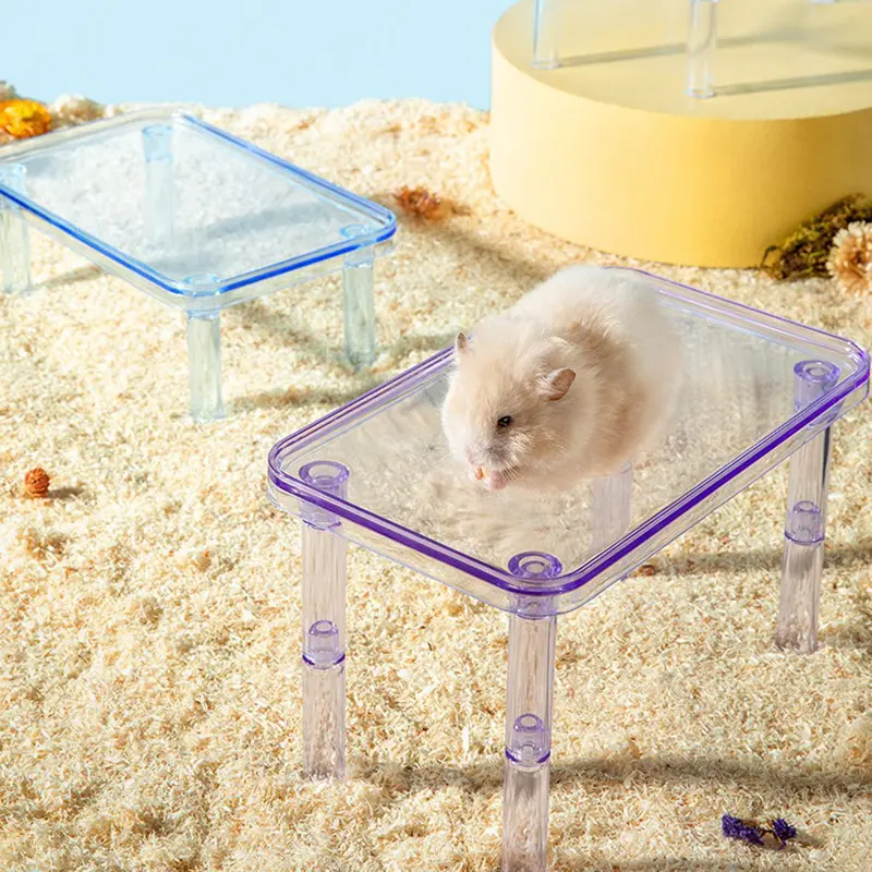 Hamster Transparent Crystal Platform, Two Layers, Detachable, Foldable, Convenient, Specially Designed for Golden Hamster, Landscaping Decoration, Interlocking Toy