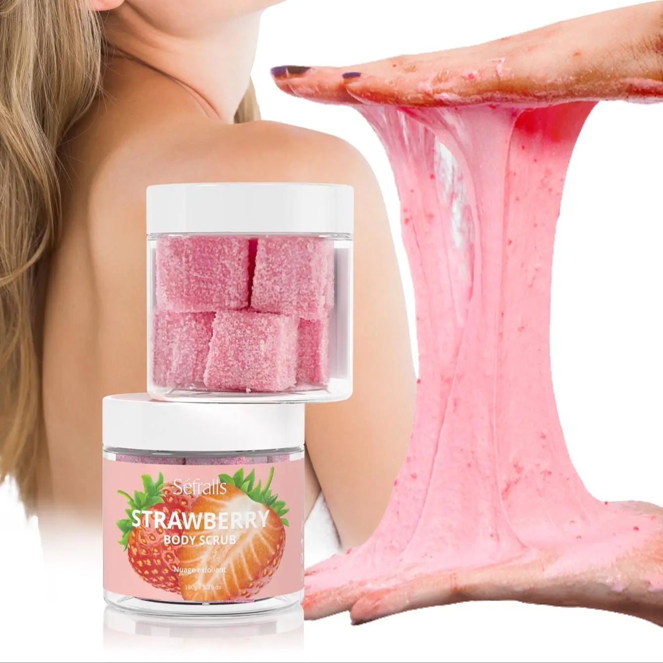 Strawberry Body Scrub, Moisturizing Body Polish Scrub for Skin, Exfoliating Body Care Product for Women, Body Care Product for Daily Use
