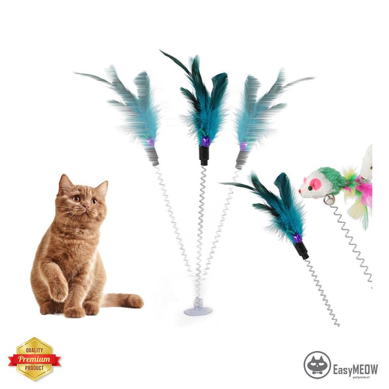 Product Introduction of Đồ Chơi Cho Mèo, Tự Hi, Dụng Cụ Hữu Ích, Có Cốc Hút, Chuột Lò Xo Trêu Chọc, Gậy Cho Mèo, Có Chuông Lông Vũ, Hấp Thụ, Cốc Cho Mèo 8