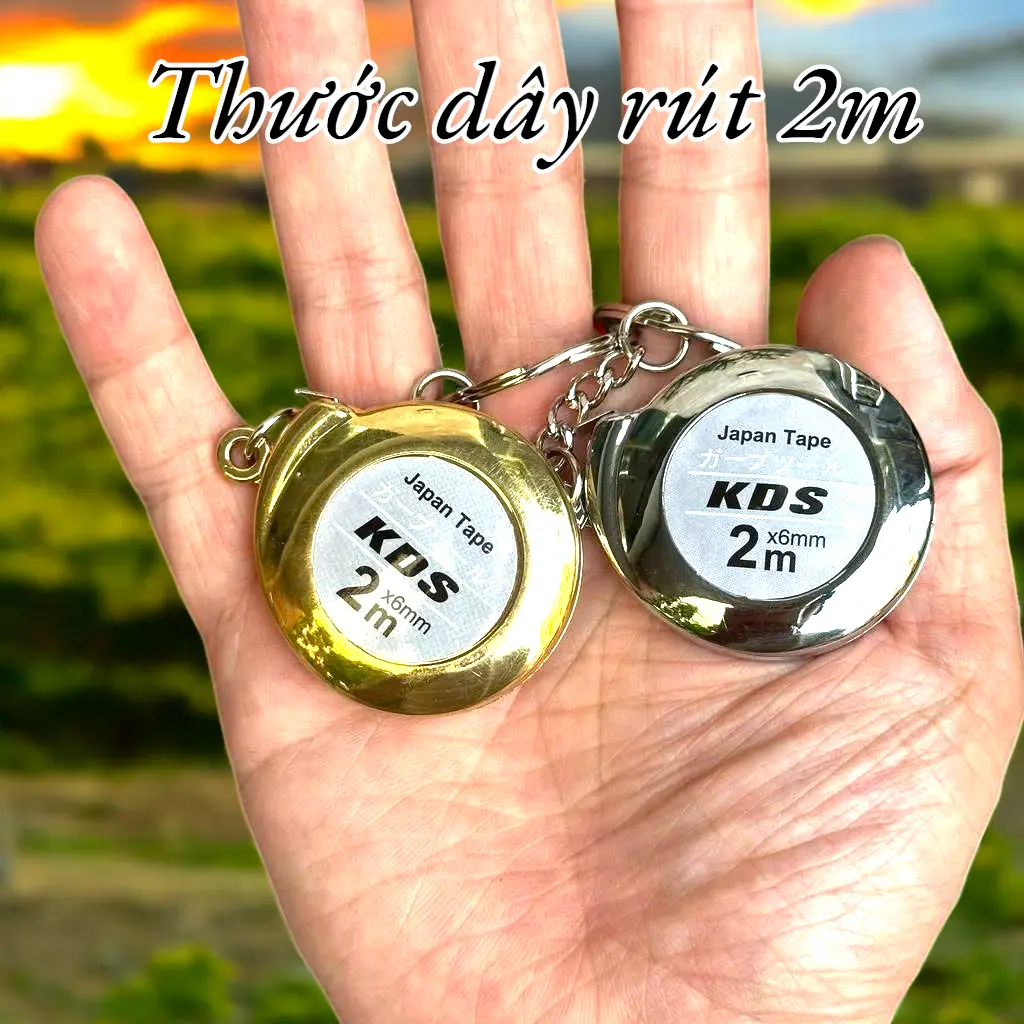 Thước dây rút 2m KDS Nhật treo móc khóa, vỏ nhôm siêu bên