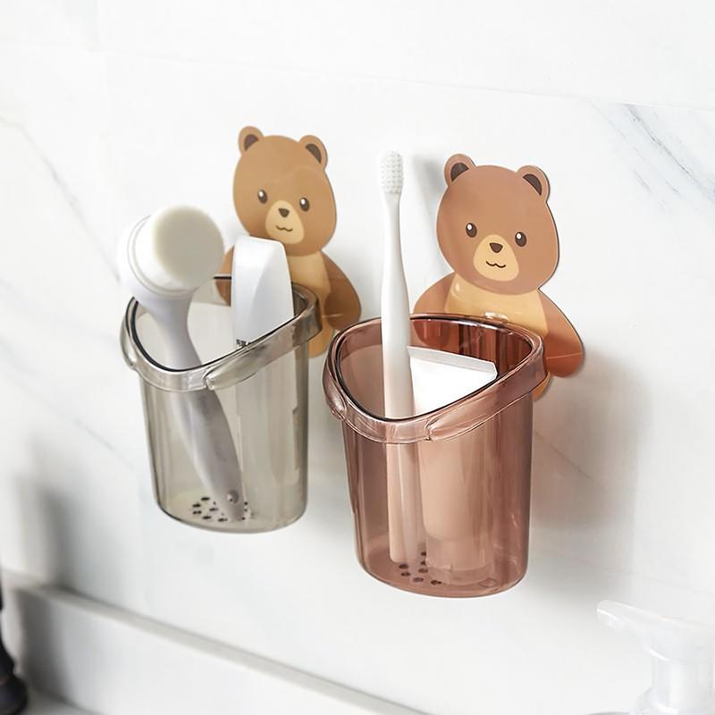 Cốc Dán Tường Nhà Tắm Hình Gấu Nâu Dễ Thương - Cốc Đựng Bàn Chải Đánh Răng 88183