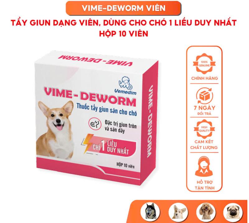 Xổ Giun Vime Deworm cho Chó Mèo Dạng Viên Vemedim - Thuốc trị giun sán cho thú cưng