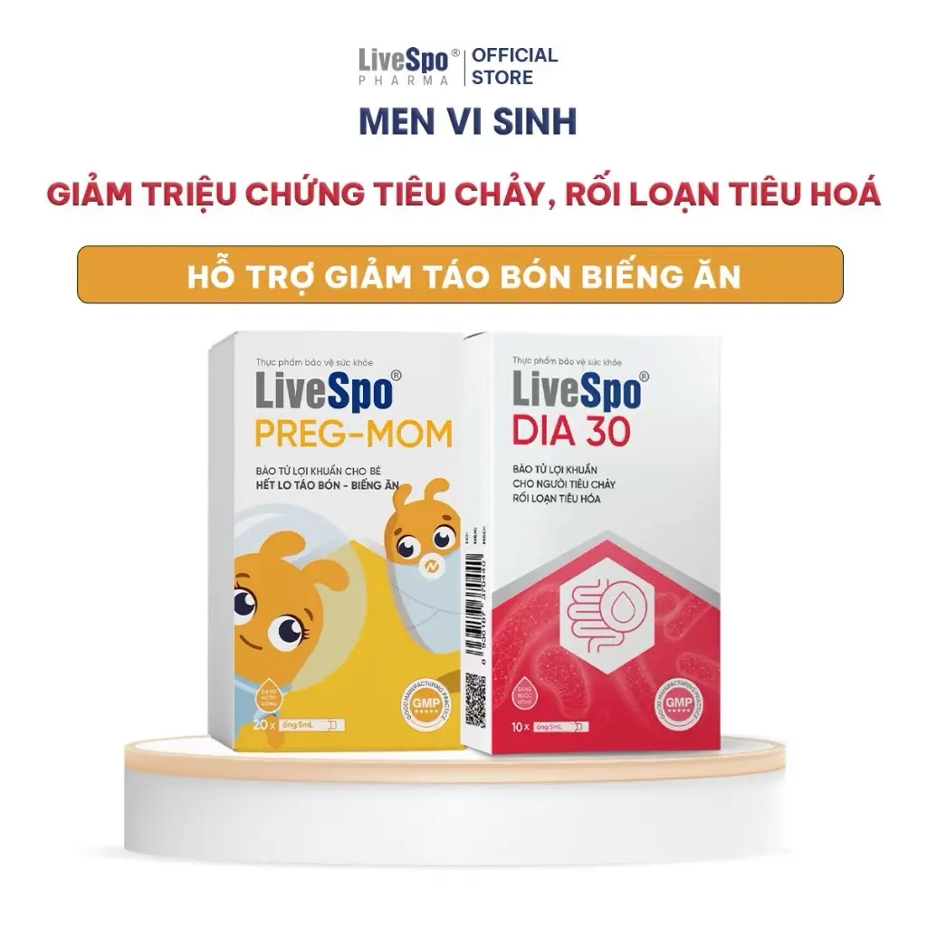 ￼Men vi sinh chứa Bào tử lợi khuẩn giảm Táo bón, biếng ăn, tiêu chảy LiveSpo Pregmom - LiveSpo Dia30 men v is in h