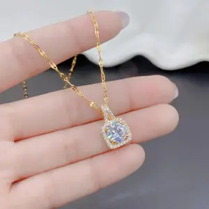 Aksesoris Kalung Wanita Titanium Pecah Kopi Permata jewellery Anti Karat Dan Tidak Luntur