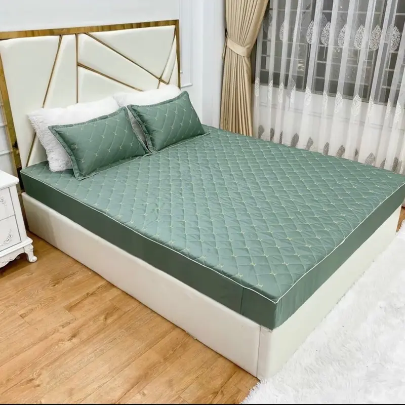 ( Không Kèm Vỏ Gối Đầu ) Lẻ 1 ga phi lụa trần bông , có chun bọc đệm dưới 15cm 1