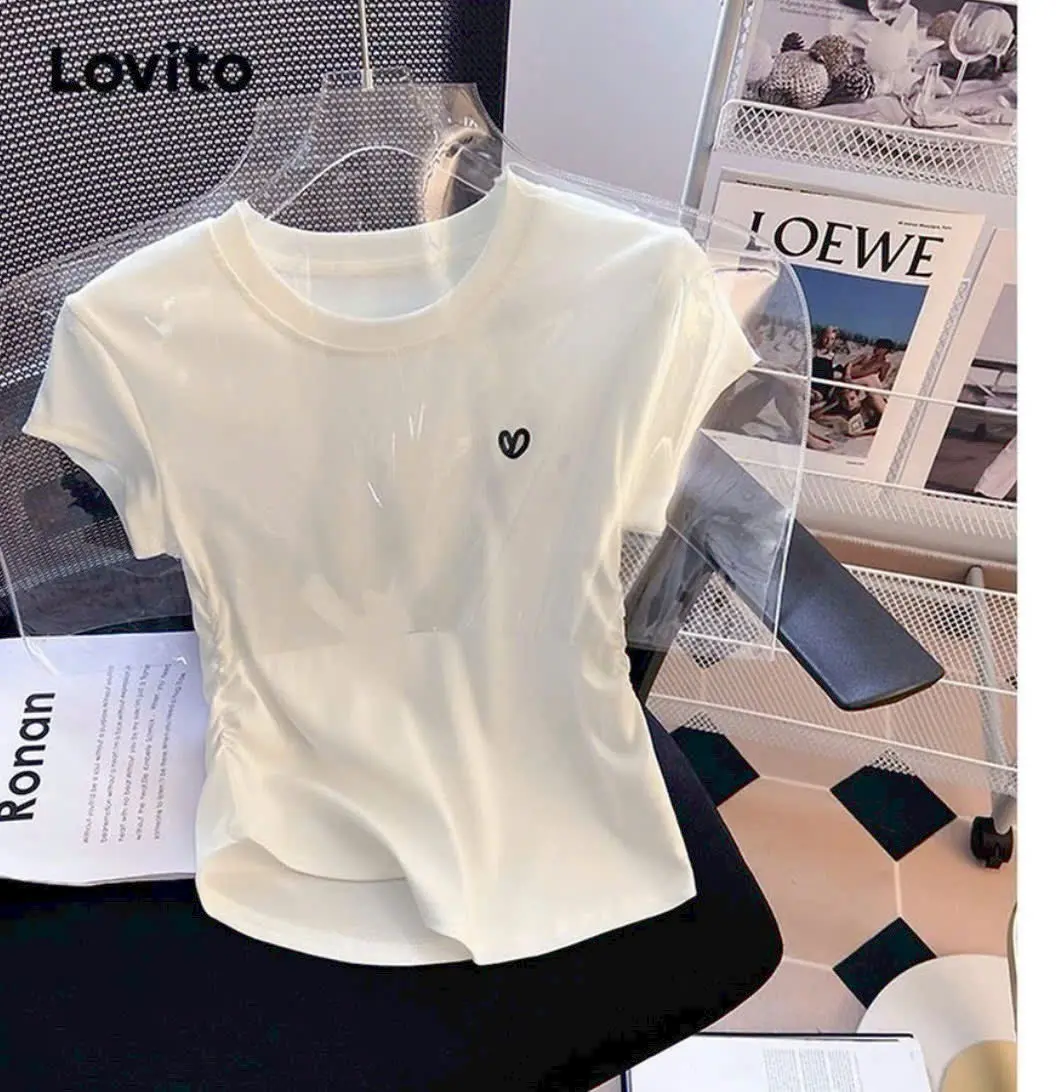 Áo Baby Tee Nữ Thêu Hình Chât Liệu Dày Dặn Co Giãn 4 Chiều Freesize 38-53kg Top Women Thun Cổ Tròn Đen