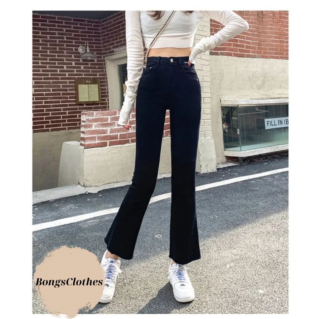 (FULL Size 35-100kg) Quần Jean Giấy ỐNG LOE CẠP CAO Co Dãn Bốn Chiều, Siêu Tôn Dáng