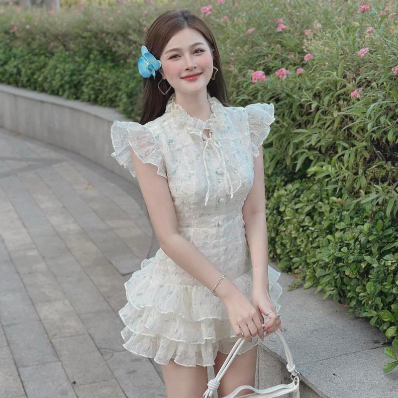 Đầm hoa nhí tay bèo thiết kế tầng xòe xinh xắn dễ thương- SIA dress 